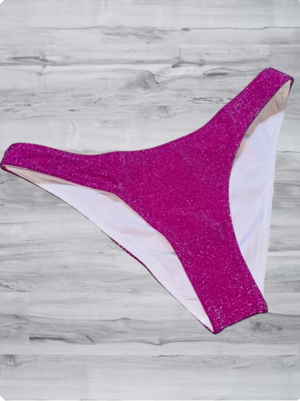 🆕👙PINK Shimmer Brazilian Bikini Bottom Magenta XS Victoria Secret NWT